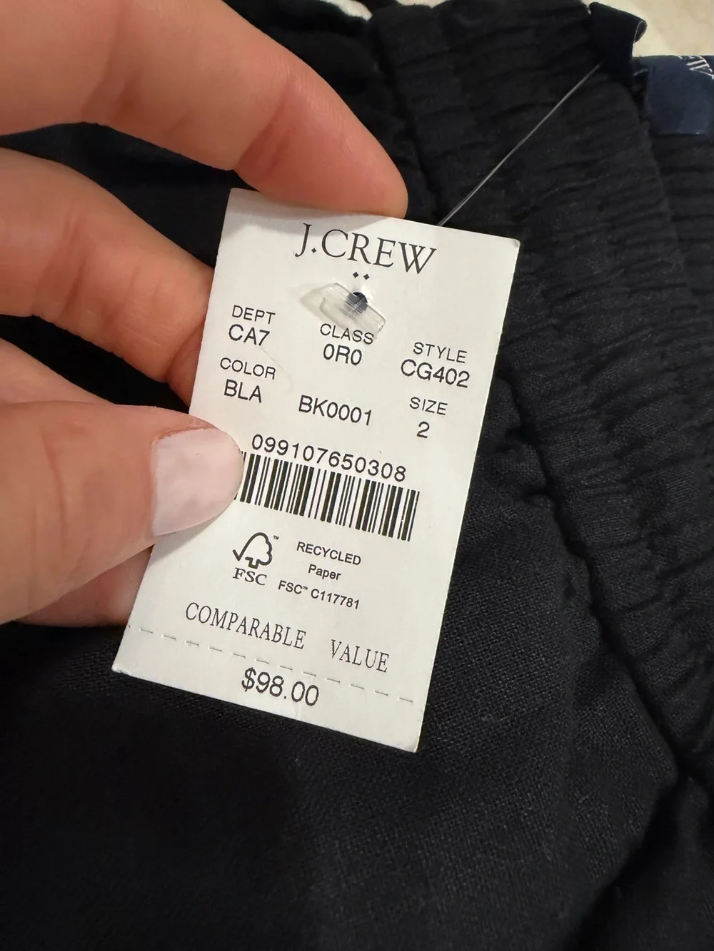 J crew black Linen-blend slim wide-leg drawstring pant
